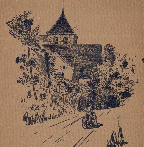 Church and cyclist vignette
