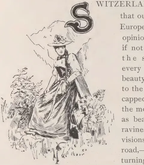 Ornamental initial S with Helvetia figure