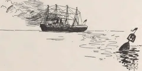 Ship and buoy in water