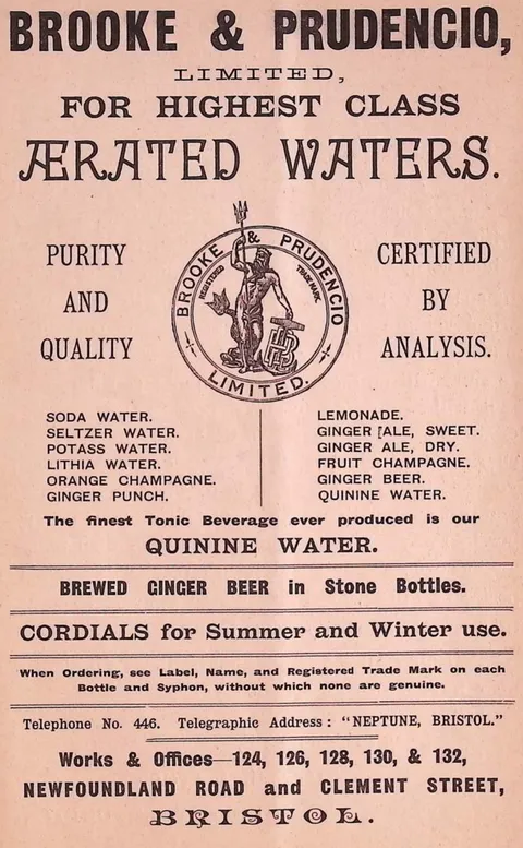 Brooke & Prudencio aerated waters advertisement
