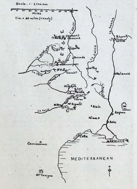 Route map: the Central Plateau of France