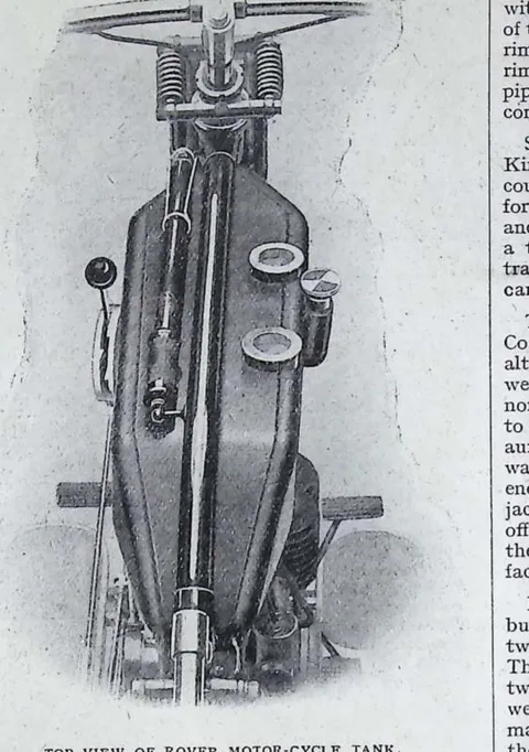 Top view of Rover motor-cycle tank