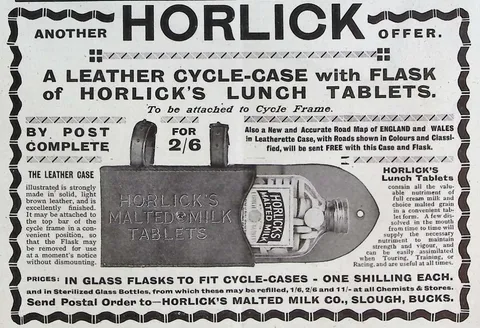 Horlick's Leather Cycle-Case with Flask