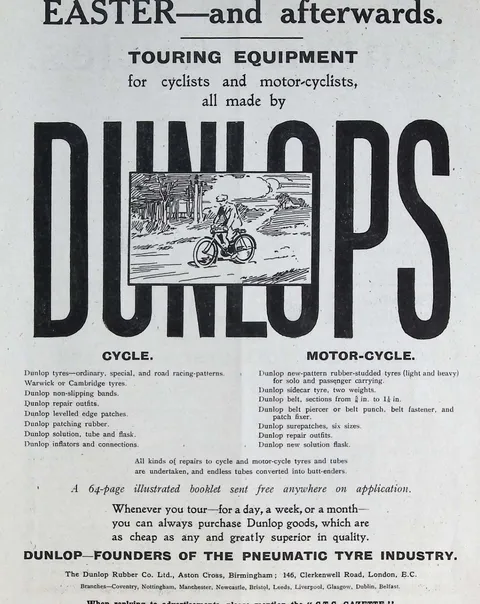 Dunlop touring equipment, Easter and afterwards