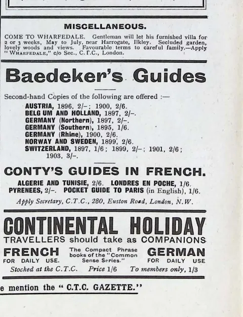Miscellaneous notices - Baedeker's and Conty's Guides, Continental Holiday phrase books