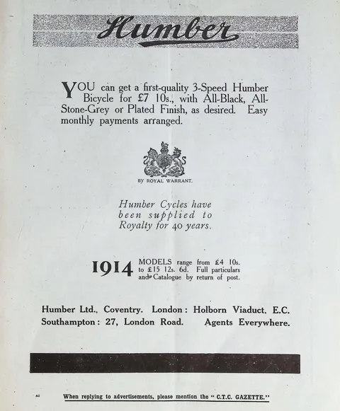 Humber Bicycles - by Royal Warrant