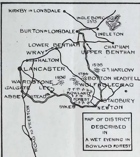 Map of district described in 'A Wet Evening in Bowland Forest'