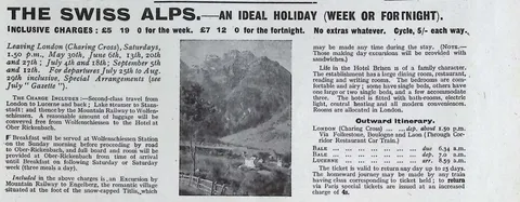 C.T.C. Organized Summer Tours, The Swiss Alps