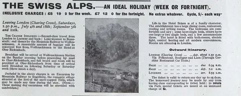 C.T.C. Organized Summer Tours, The Swiss Alps