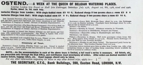C.T.C. Organized Summer Tours, Ostend