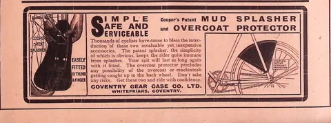 Cooper's Patent Mud Splasher and Overcoat Protector advertisement