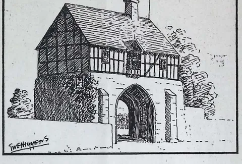 Fortified gatehouse sketch (Stokesay)