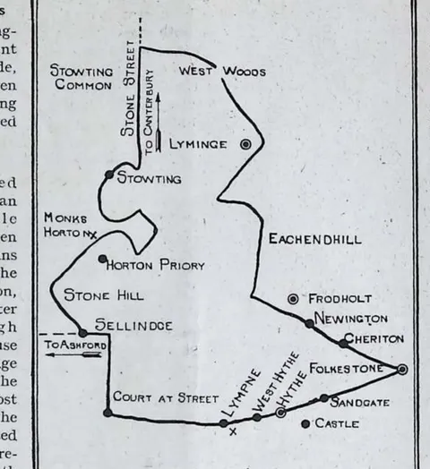 Route map for 'A Run from Folkestone'