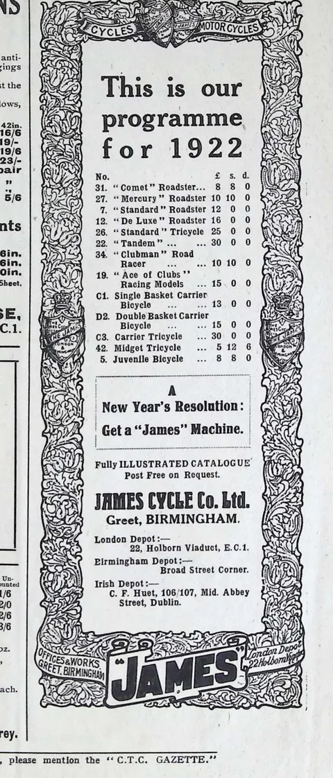 James Cycle Co. - This is our programme for 1922