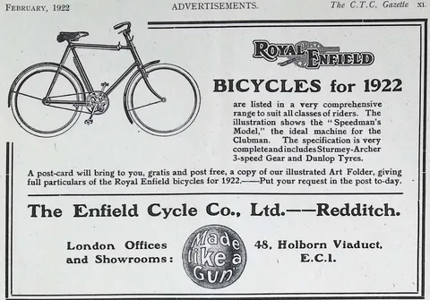 Royal Enfield Bicycles for 1922