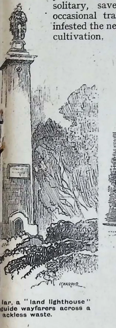 Dunston Pillar, a "land lighthouse" to guide wayfarers across a trackless waste