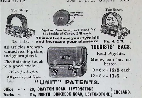 Unit Patents, Toe Straps, Puncture Band and Tourists' Bags