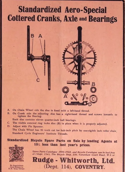 Standardized Aero-Special Cottered Cranks, Axle and Bearings