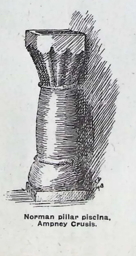 Norman pillar piscina, Ampney Crucis