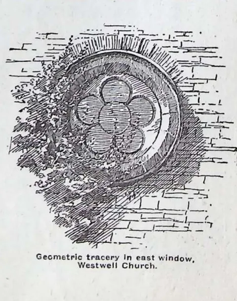 Geometric tracery in east window, Westwell Church