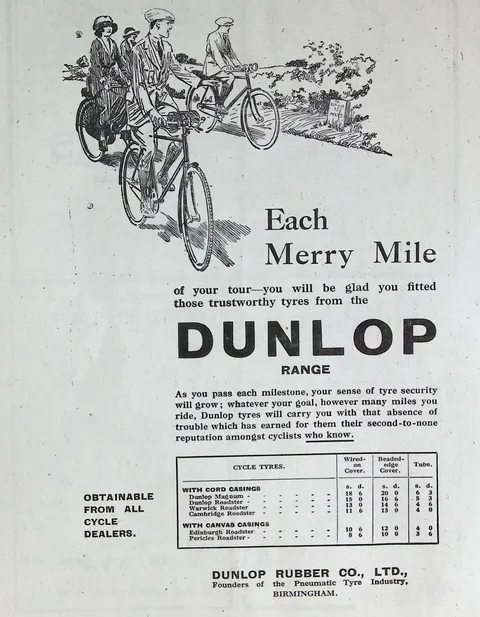 Dunlop "Each Merry Mile" cycle tyres
