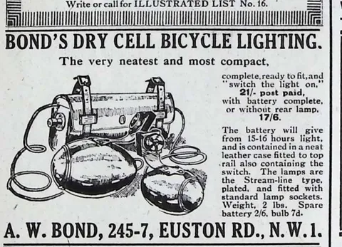 Bond's Dry Cell Bicycle Lighting advertisement