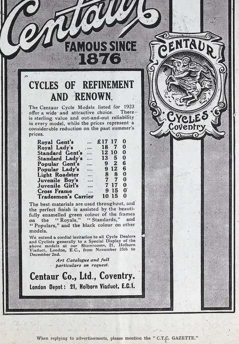 Centaur Cycles advertisement