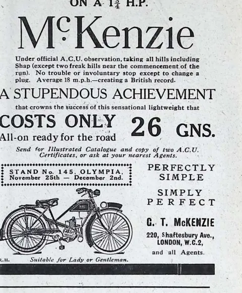 McKenzie motor cycle advertisement