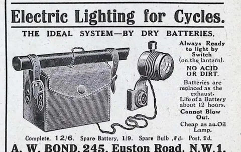 A. W. Bond 'Electric Lighting for Cycles' advertisement