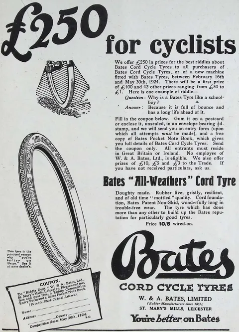 Bates 'All-Weathers' Cord Tyre - £250 for cyclists