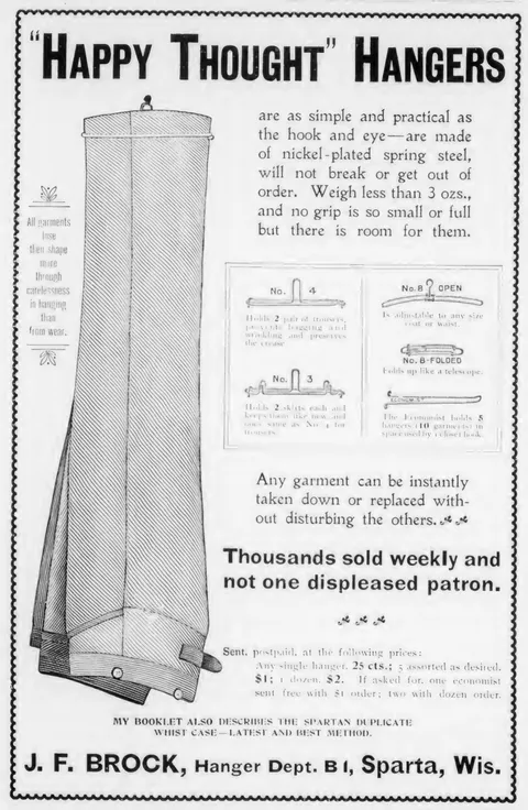 'Happy Thought' Hangers, J. F. Brock, Sparta, Wis.