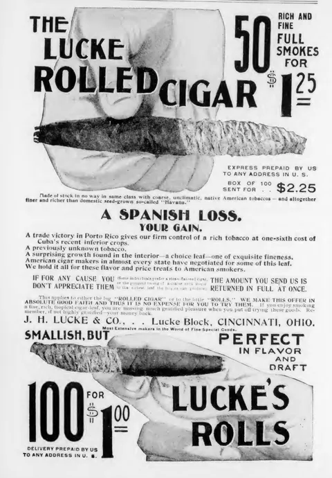 The Lucke Rolled Cigar / Lucke's Rolls, J. H. Lucke & Co., Cincinnati