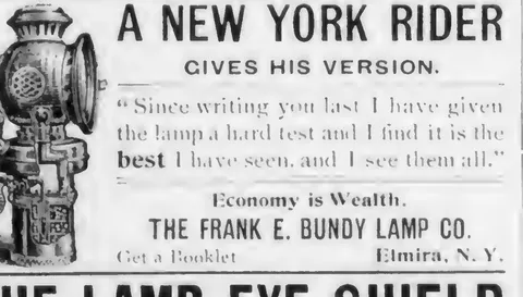 A New York Rider gives his version, Frank E. Bundy Lamp Co.