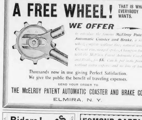 A Free Wheel! McElroy Patent Automatic Coaster and Brake