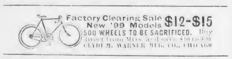 Factory Clearing Sale, Claude M. Warner Mfg. Co., Chicago