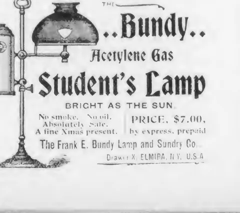 Bundy Acetylene Gas Student's Lamp