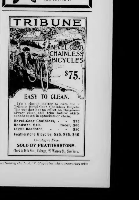 Tribune Bevel-Gear Chainless Bicycles advertisement