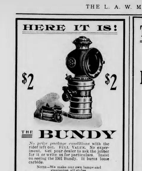 The Bundy acetylene bicycle lamp