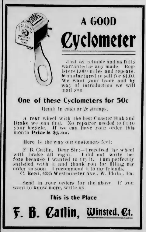 A Good Cyclometer advertisement