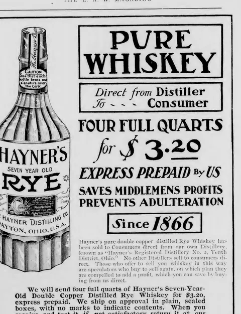 Hayner's Rye Whiskey advertisement