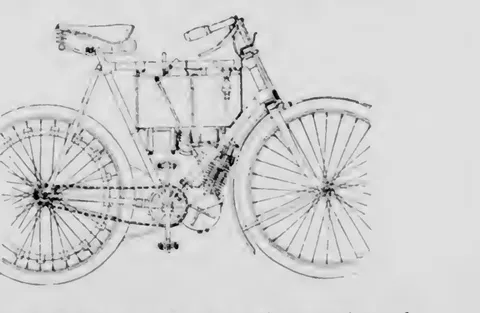 Minerva motor bicycle illustration, detail view