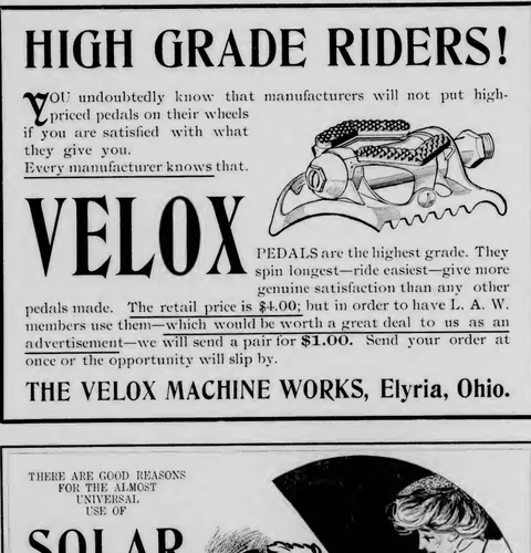 Velox Pedals advertisement