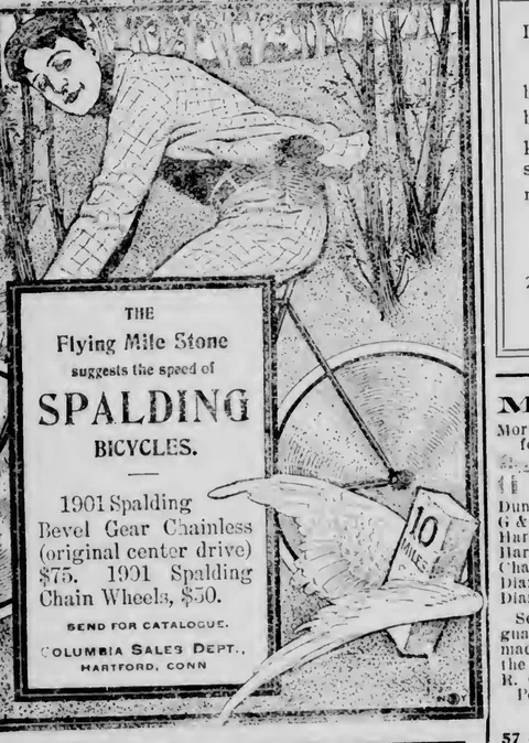 Spalding Bicycles 'Flying Mile Stone' advertisement