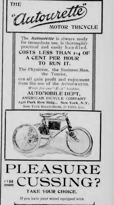 Autourette Motor Tricycle advertisement
