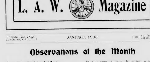 L. A. W. Magazine, inside title-page masthead