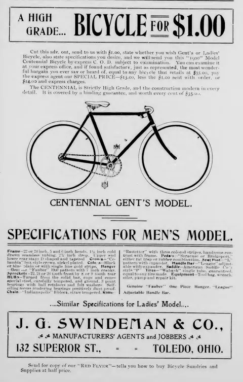 A High Grade Bicycle for $1.00, Centennial Gent's Model