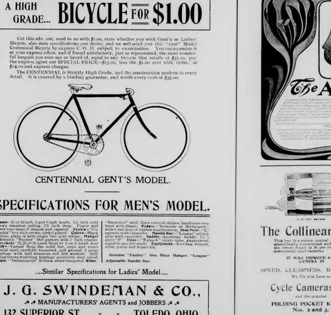 Centennial Bicycle for $1.00