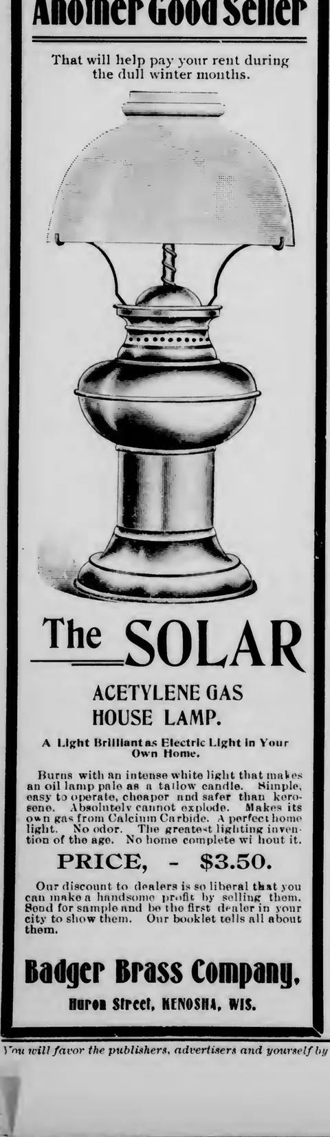 The Solar Acetylene Gas House Lamp