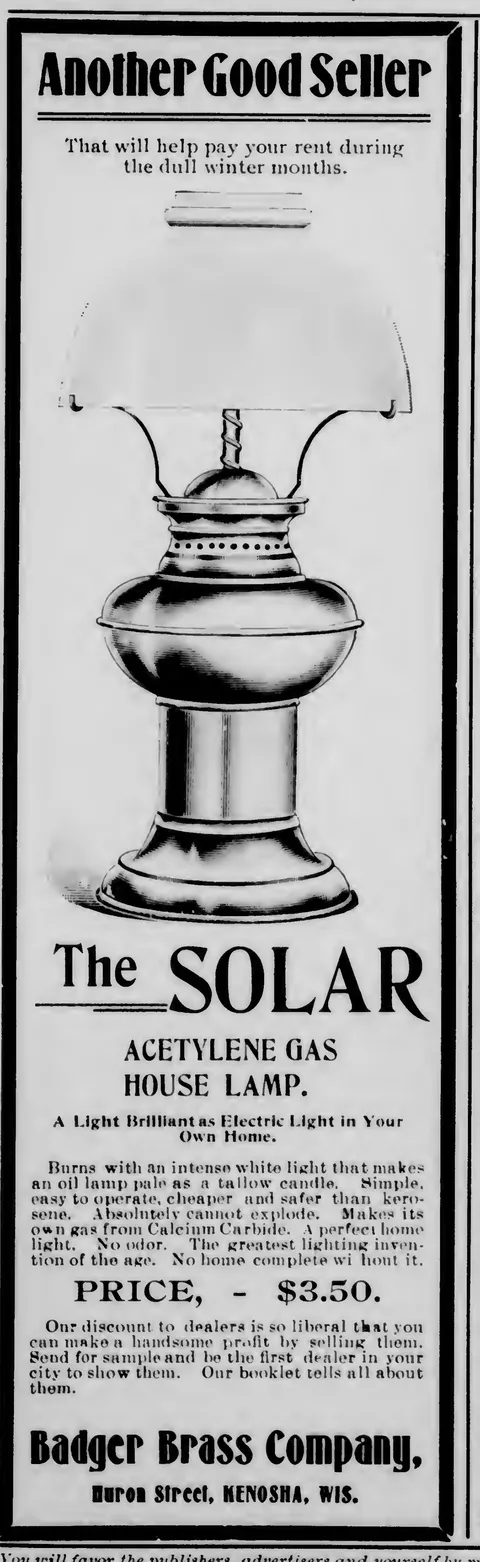 The Solar Acetylene Gas House Lamp