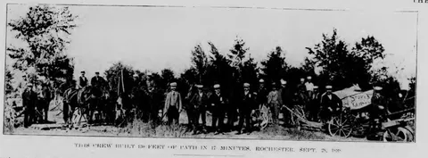 Crew that built 130 feet of path in 17 minutes, Rochester